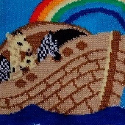 Ark with rainbow and dove