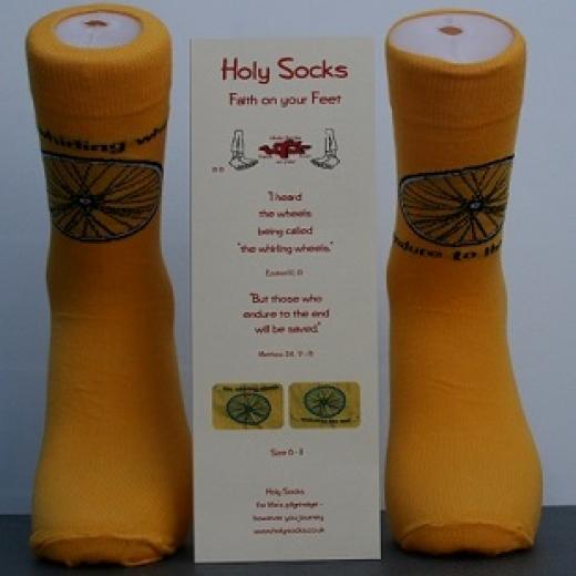 Yellow cycle socks with leaflet