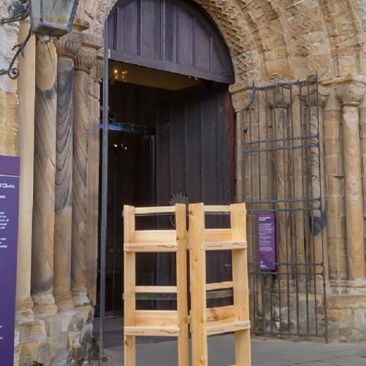 Stand at the door of Durham Cathedral