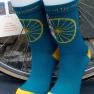 Cycle socks with leaflet and wheel
